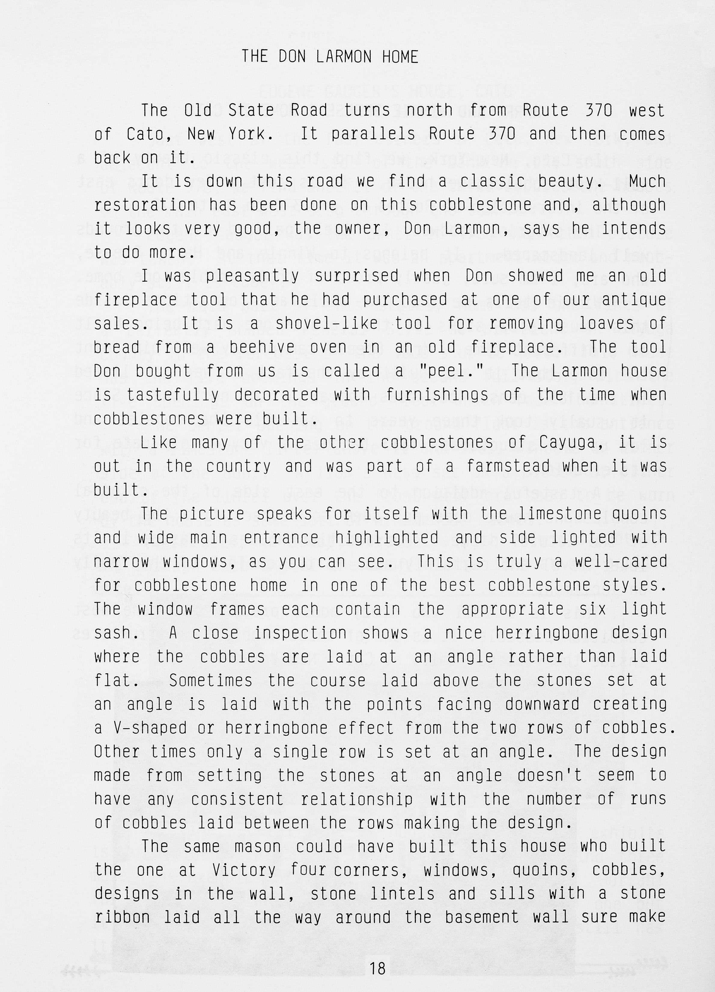 Cayugas Cobblestones p 18